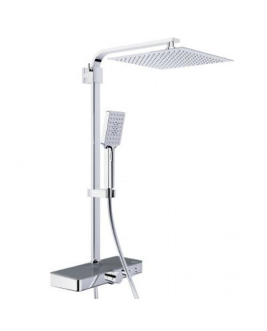 Colonne de douche thermostatique avec tablette verre anthracite - Ocean SCHÜTTE