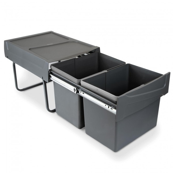 Poubelle coulissante 30 litres - 2 bacs de 15 litres EMUCA