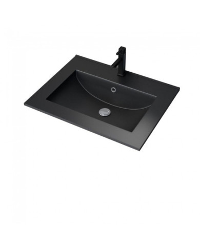 Vasque à encastrer - 60 cm - céramique noire satinée - Timber AURLANE