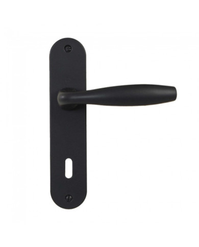 Poignées de porte sur plaques - entraxe 165 mm - alu - noir mat - New York HOPPE