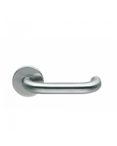 Poignée de porte contre-coudée sur rosace ronde - inox 304 - U 19 NORMBAU