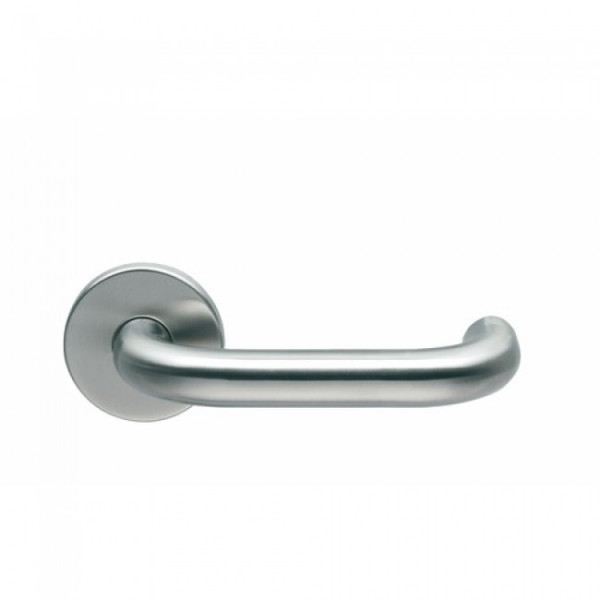 Poignée de porte contre-coudée sur rosace ronde - inox 304 - U 19 NORMBAU