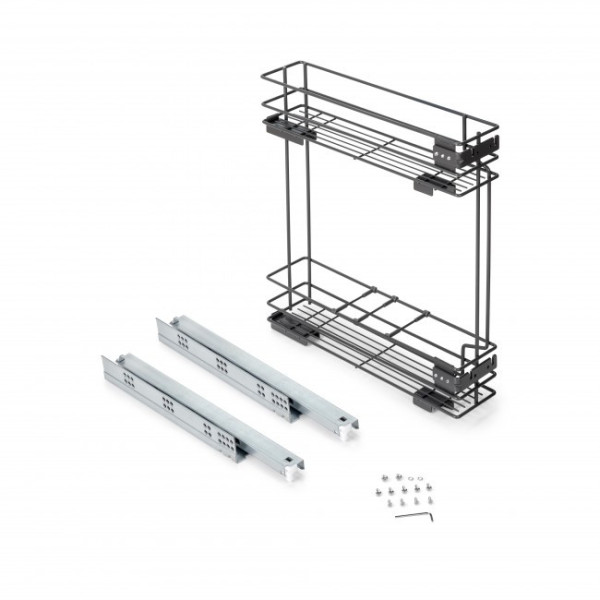 Porte-bouteilles latéral extractible - avec fermeture amortie - Titane EMUCA