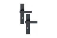 Poignées de porte sur plaques - 195 mm - époxy - noir brossé - Toulon HOPPE