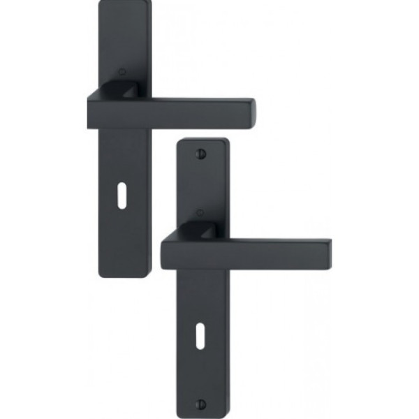 Poignées de porte sur plaques - 195 mm - époxy - noir brossé - Toulon HOPPE