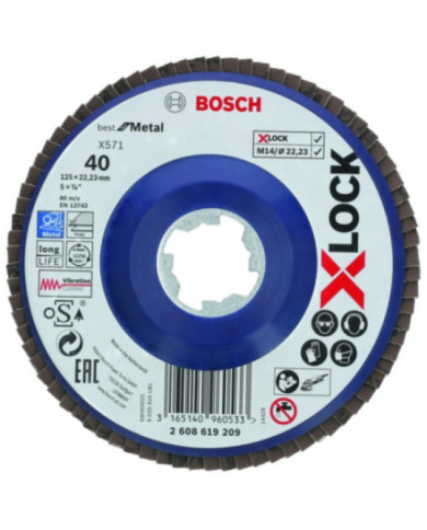 Disque à lamelles pour métal 125 mm à moyeu plat - fixation X-lock BOSCH
