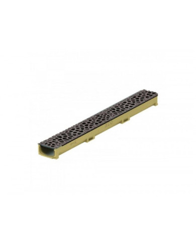 Caniveau béton polymère H55mm avec grille fonte noire Voronoï - Self 100 ACO