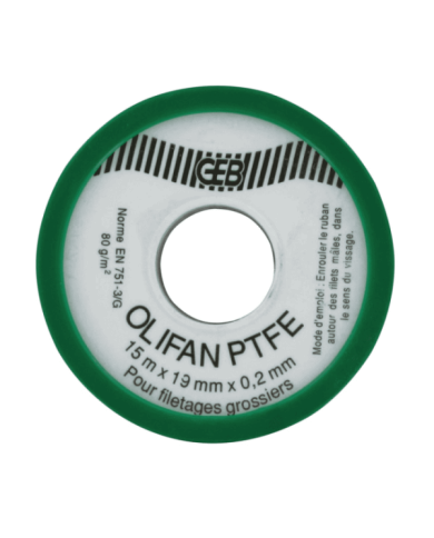 Téflon - gros diamètre - étanchéité de raccords filetés - 19 mm - 15 m GEB