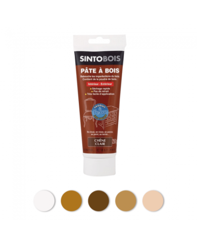 Pâte à bois à l'eau Sinto - rebouche imperfections et fissures - 250 g SINTO