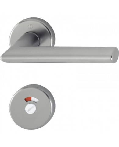 Poignée de porte double sur rosaces rondes - Stockholm - finition inox HOPPE