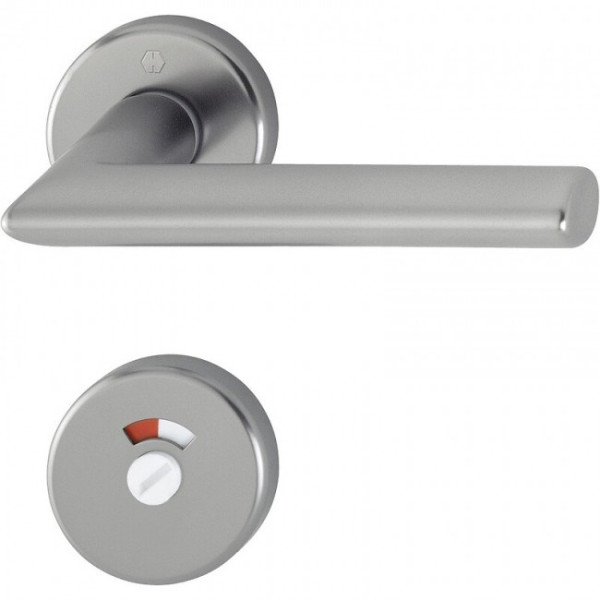 Poignée de porte double sur rosaces rondes - Stockholm - finition inox HOPPE
