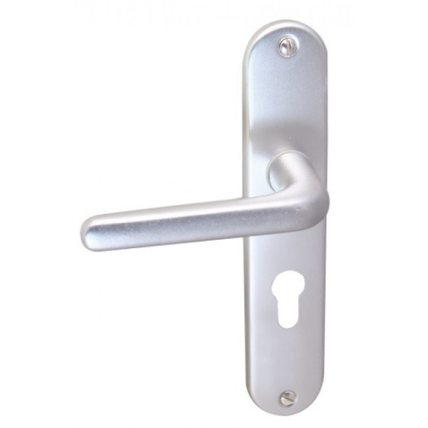Poignées de porte sur petites plaques - entraxe 165 mm - aluminium BRICOZOR