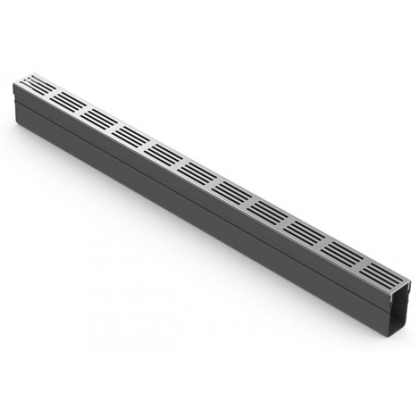 Caniveau d'extérieur avec grille aluminium grise A15 - Slimline ACO