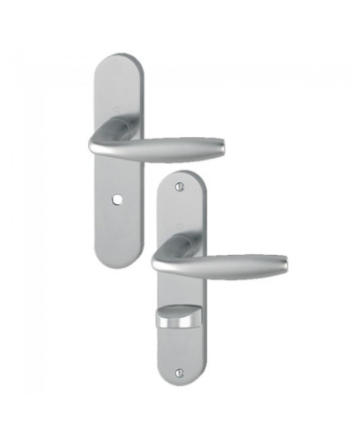 Poignées de porte sur plaques - EA 165 mm - aspect inox - New York HOPPE