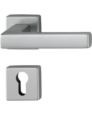 Paire de poignées sur rosaces carrées - aluminium aspect inox - Toulon HOPPE