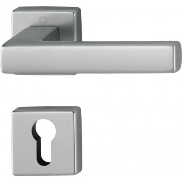 Paire de poignées sur rosaces carrées - aluminium aspect inox - Toulon HOPPE