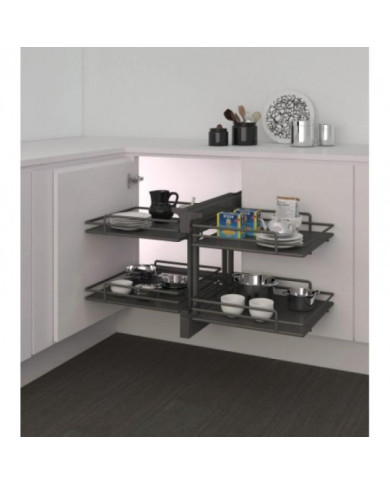 Panier coulissant 839 Compact 2 pour meuble d'angle - Ellite INOXA