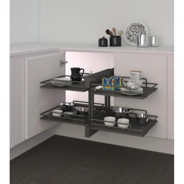 Panier coulissant 839 Compact 2 pour meuble d'angle - Ellite INOXA