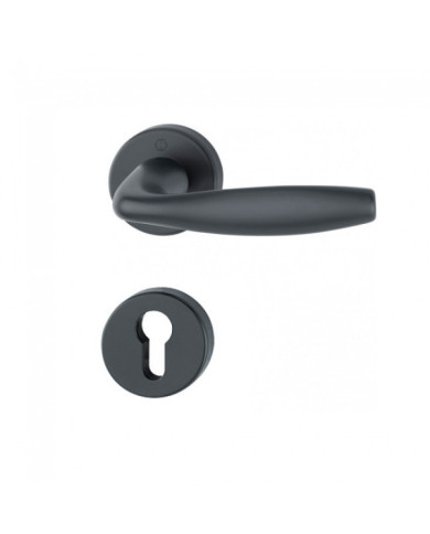 Poignées de porte sur rosaces - aluminium noir mat - New York HOPPE