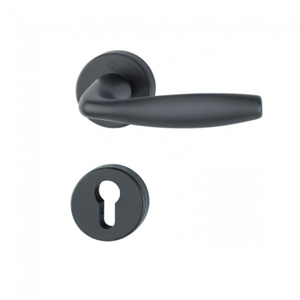 Poignées de porte sur rosaces - aluminium noir mat - New York HOPPE