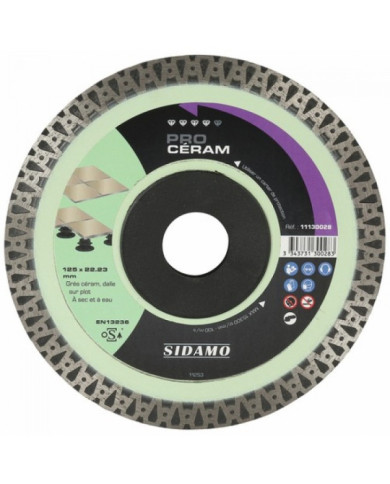 Disque diamant - jante continue - 125 mm - Pro Céram SIDAMO