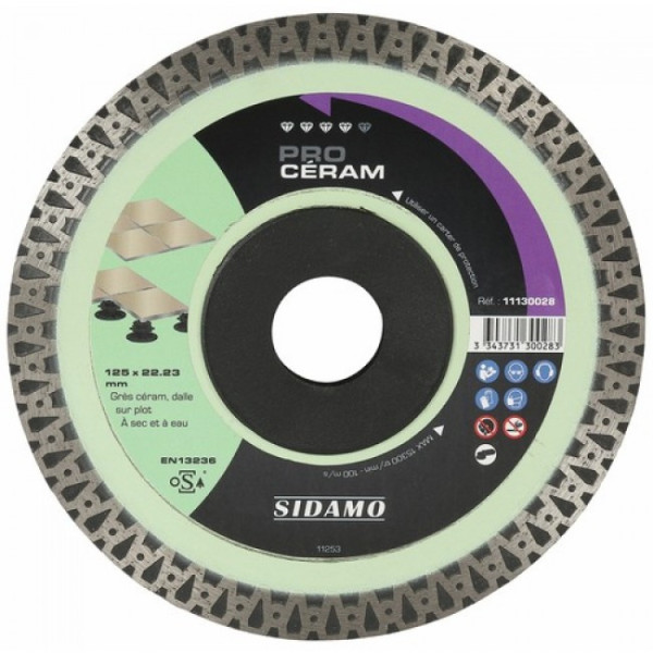Disque diamant - jante continue - 125 mm - Pro Céram SIDAMO