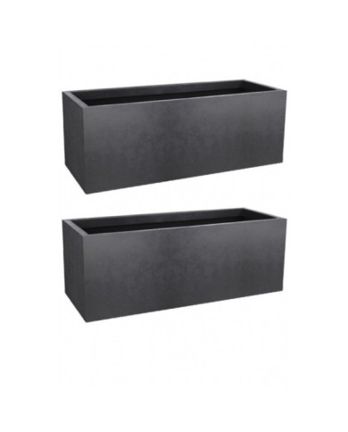Lot de 2 Jardinieres Basalt'UP - 57 L - gris anthracite EDA PLASTIQUES