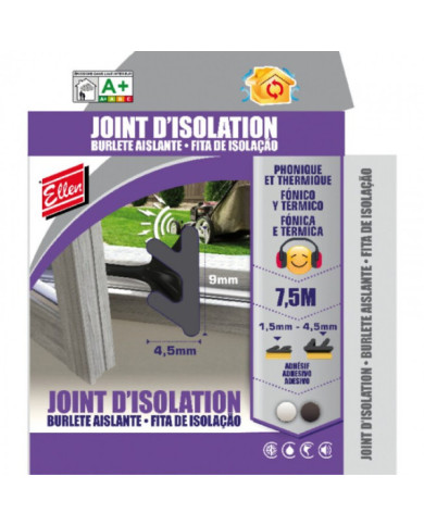 Joint d'isolation phonique et thermique adhésif - longueur 7,5 m ELLEN