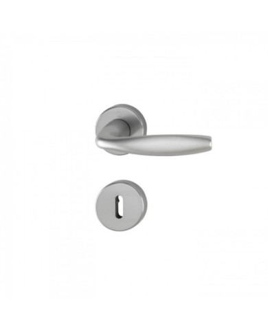 Poignées de porte sur rosaces - aspect inox - New York HOPPE