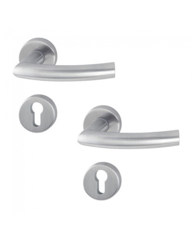 Poignées de porte sur rosaces rondes - inox - Trondheim HOPPE