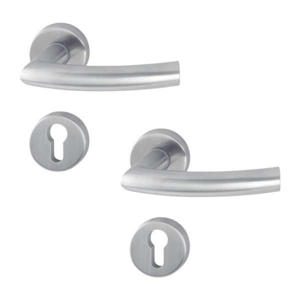 Poignées de porte sur rosaces rondes - inox - Trondheim HOPPE