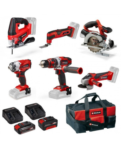 Pack 6 machines 18V + batteries + sac de transport EINHELL
