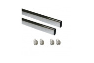 Tube de penderie ovale 30 x 15mm - acier chromé - avec supports - par 2 EMUCA