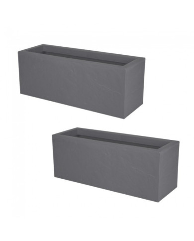Lot de 2 Balconnieres Volcania'Up - 25 litres - gris galet EDA PLASTIQUES