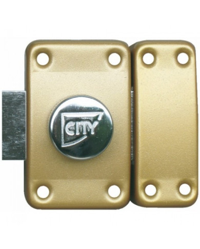 Verrou en applique à bouton et cylindre - varié - bronze - City25 ISEO