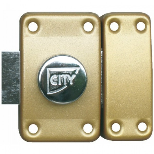 Verrou en applique à bouton et cylindre - varié - bronze - City25 ISEO