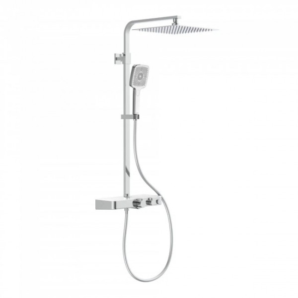 Colonne de douche thermostatique avec tablette verre blanc - Ocean SCHÜTTE