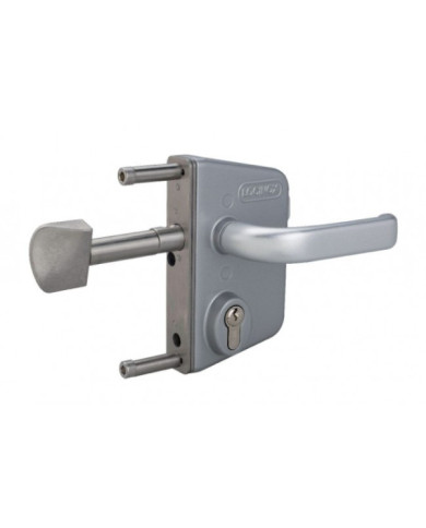 Serrure de portail coulissant - cylindre européen - gris alu - LSKZ LOCINOX