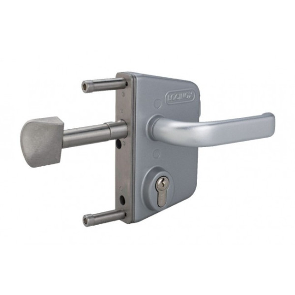 Serrure de portail coulissant - cylindre européen - gris alu - LSKZ LOCINOX