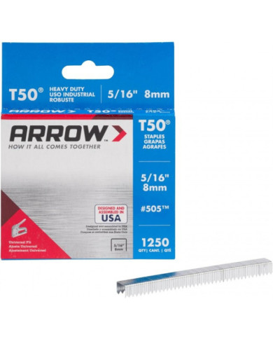 Agrafes T50 pour agrafeuse T50 BPN - longueur 8 mm - Boite de 1250 agrafes ARROW