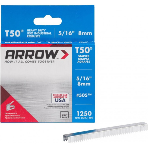 Agrafes T50 pour agrafeuse T50 BPN - longueur 8 mm - Boite de 1250 agrafes ARROW
