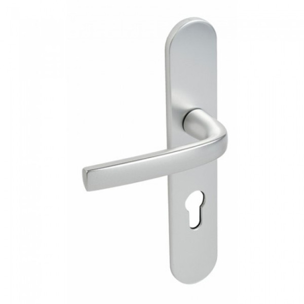 Poignées de porte sur plaques - entraxe 195 mm - alu argent - Logio VACHETTE